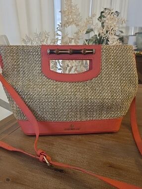 Spartina 449 Coral-Trim Straw Tote